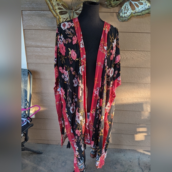 Lilychan Women's Floral Kimono Cardigan - Beach Cover Up, Plus Size Bikini Coverup